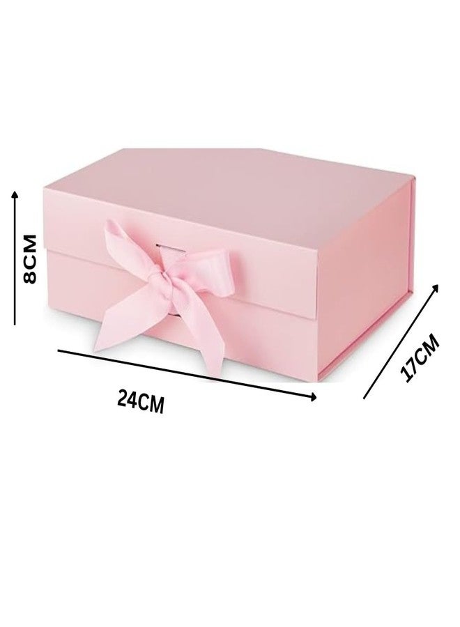 VRB Dec صندوق هدايا متعدد الأغراض من VRB Dec، قطعة واحدة، صندوق هدايا ورقي قابل للطي مزخرف بشريط، صندوق هدايا للتعبئة، صناديق سلال الهدايا، صناديق هدايا للهدايا التذكارية، التخزين، الخطوبة، الزفاف (صندوق وردي صلب قطعة واحدة) - Image 2